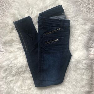 Dark Wash Skinny Jeans w/ Zipper Detailing